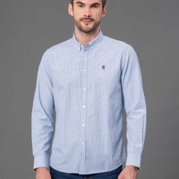 Men Regular Fit Striped Button Down Collar Casual Shirt-image-5