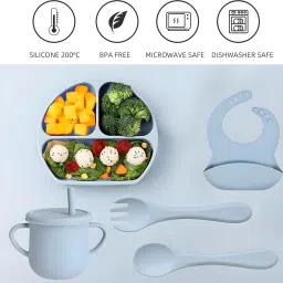 Silicone Baby Feeding Set 5-Pcs Dinner Set Tableware Pack of 1 - Silicone-27
