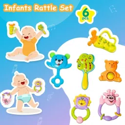 zokato Munchkin Rattle Set for Babies ( with 6 Rattle Toys)Color May Vary Rattle image 2