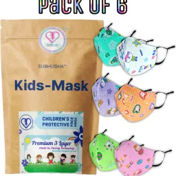 SUPER SAFETY 3 Layer cartoon print kids mask with Adjustable Ear loops Pack Of 6 SBS-3PLY-Kids Cartoon Print New-6-PCS-Combo-1 Reusable, Washable Cloth Mask-10