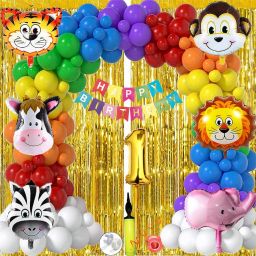 Multicolor Jungle Theme Decoration Kit - 1YR Happy Birthday Celebration-image-65