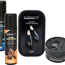 SHOESHINE Black, Neutral Lequid shoe Polish & Black Shiner with Black shoe cream Shoe Care Kit-image-28