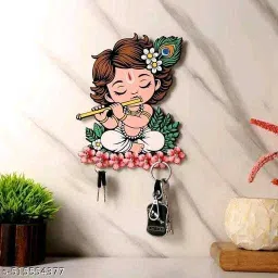 Little Krishna Wall Key Holder for Living Room Wood Key Holder-image-14