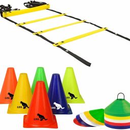 Sports 6 Inch Cones Pack 6,10 Space Markers and 4 Meter Ladder Agility Combo Football Kit-2