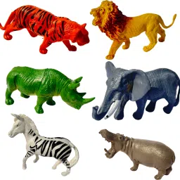 Animal Toys Rubber – Lion, Tiger, Elephant, Rhinoceros, Zebra, Hippo-18