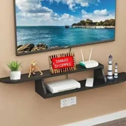 Wall Decore T.V Remote Set Top Box Stand Wooden Wall Shelf-11
