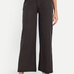 Women Loose Fit Grey Cotton Blend Trousers-image-30