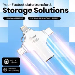 EVM EnStore 4 in 1 OTG FlashDrive/Type C/Lightning/USB 3.0 for PC/IOS/Android 128 GB Pen Drive Compatible with Desktop Computer, Laptop, Mobile USB 3.0 Metal Case image 4