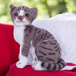 Cat Soft Toy Plush for Kids Girls, Beautiful Stuffed Grey Animal, Realistic Gift - 30 cm-picture-22