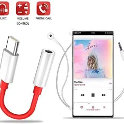 AmazedDeal Red Type-C to 3.5mm Audio Converter in Red (Android Compatible) Phone Converter-image-87