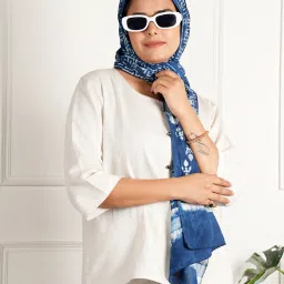 Printed Pure Cotton Women Blue Stole-image-58