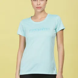 dollar Microfiber Printed Anti Bacterial Sports Women Solid Crew Neck Polyester Blue T-Shirt-picture-8