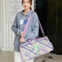 6 L Gym Duffel Bag - Unicorn Print Duffel Bag - Purple-image-37