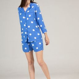 evolove Women Blue & White Printed Night suit-image-85