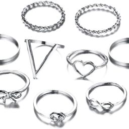 Valentine Gift Jewellery Rings Alloy Silver Plated Ring Set-image-39