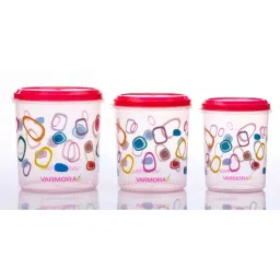 Varmora Glory Round Printed-Raspberry Pink| Kitchen Storage Containers- Set of 3 | With Air-Tight Lid |5kg, 7Kg, 10kg| BPA-Free Food-Grade Plastic-picture-12