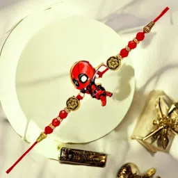 Kids New-Rakhi-Deadpool -58 Assorted, Kundan, Mauli Thread, Gold Finish Rakhi, Chawal Roli Pack, Greeting Card Set-image-42