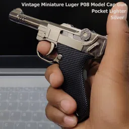 Premium Metal Body Luger P08 Gun Shape Lighter | Blue Jet Flame | Windproof Lighter | Reffilable Pocket Lighter-image-11