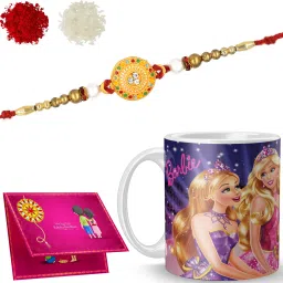 Designer Rakhi with mug_NAADN4646 Gold Finish Rakhi, Chawal Roli Pack, Greeting Card, Mug Set-19