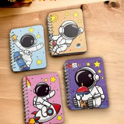 le delite 2 piece space astronaut theme mini pocket notebook diary for kids A6 Memo Pad ruled 60 Pages image 3