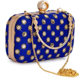 Party Blue, Beige Clutch - Regular Size-13