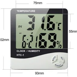 parvluxe HTC-1 Digital Clock with Temperature & Humidity Display HTC-1 Digital Clock with Temperature & Humidity Display All-in-One Digital Moisture Measurer image 2