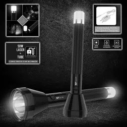 firstlike Two In One Litium Battery Long Range Led torch with Back Light Emergency Light Torch image 2