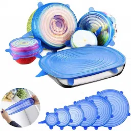 Silicon Lids Covers Flexible & Stretchable Utensils Dishwasher Microwave 8 inch Lid Set-image-53