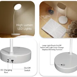 akr Powerful Rechargeable Emergency Touch Sensor On/Off Study Lamp USB Desk Study Lamp image 4