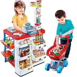Toy Big Size Super market With Trolley,Scanner,Cash Register-image-80