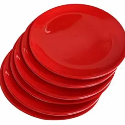 Deep Dish Microwave Safe Unbreakable Plates Set, 9 Pcs Half Plate RED (7.5 Inch) Half Plate-24