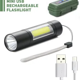 benson 2 IN 1 3 mode rechargeable 300 range ultra bright flashlight emergency torch 5 hrs Torch Emergency Light image 2