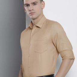 Men Slim Fit Solid Spread Collar Formal Shirt-image-14