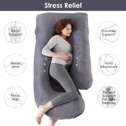Pregnancy G Shape for Pregnant/Maternity Back Pain Relief, HIPS & Belly Support Microfibre Solid Pregnancy Pillow Pack of 1-image-84