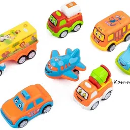 kammateswara Set of 7 heavy plastic cartoon toy vehicle in push and go vehicle image 5