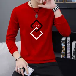 jugular Men Printed Round Neck Pure Cotton Red T-Shirt-picture-41