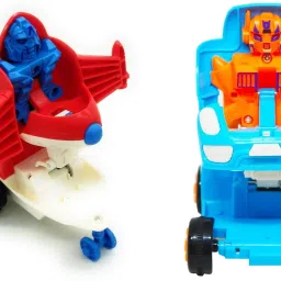 enorme Unbreakable Mini Pull Back Racing Converting Car, Plane Robot Friction Toy of 2 image 2