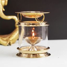 Aromatherapy Oil Diya Lamp Brass Camphor Diffiuser Brass Table Diya-image-19