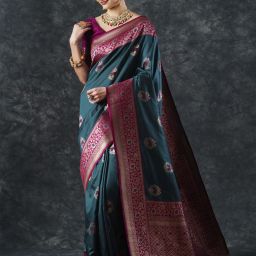 Woven Banarasi Silk Blend Saree-image-19