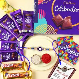 1 Rakhi for Brother Men with 1 Cadbury Celebration Chocolate Box Combo Assorted Gift Box-11