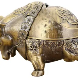 Vintage Ashtray with Lid, Metal Windproof Cigarettes Ashtray Gold Carbon Steel Ashtray-image-22