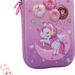 Donut themed Aesthetic school pencil case for preschoolers Donut, Unicorn, Moon Stars Art EVA Pencil Box-image-19