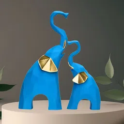 BECKON VENTURE Blue 2 Pieces Elephant Showpiece-image-93