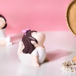 Nestasia White & Brown Cutesy Yoga Girl Showpiece-46