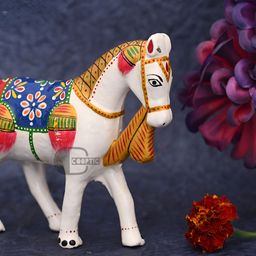 COOPTIC White& Blue Horse Idol Showpiece-9