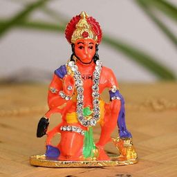 CraftVatika Orange & Blue Hanuman Idol Showpiece-image-11