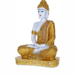 GW CREATIONS Gold Toned & White Buddha Marble Idol Showpiece-picture-33