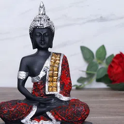 GW CREATIONS Black & Gold Toned Marble Buddha Idol Showpiece-picture-3