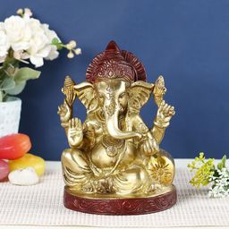 CraftVatika Brown Brass Ganesha Idol Showpiece-image-37