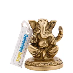 CraftVatika Gold Toned Textured Ganesha Metal Idol Showpiece-0